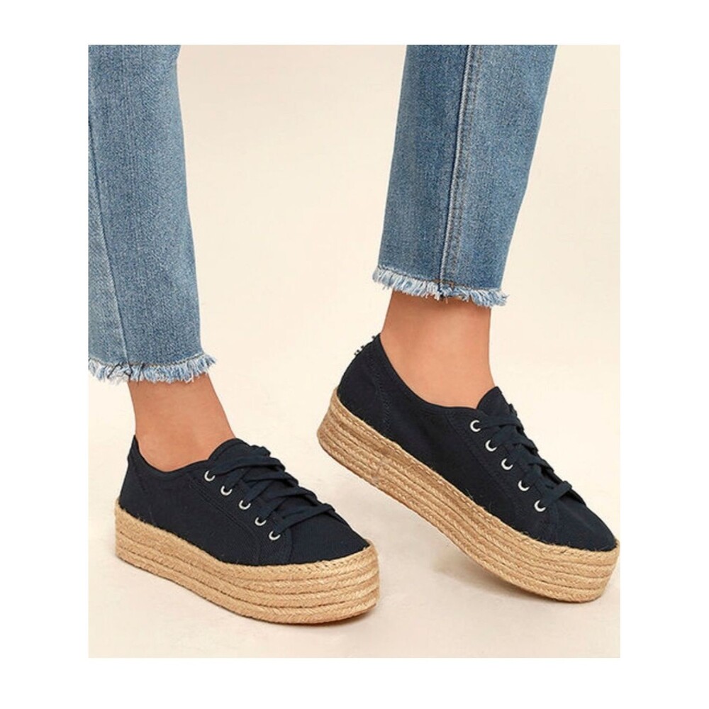 Steve Madden Hampton Navy Canvas Espadrille Platform Sneakers
